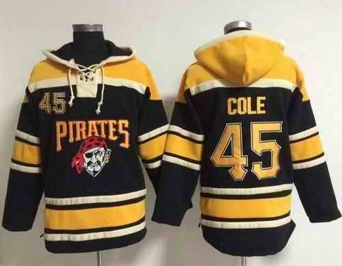 Pirates #45 Gerrit Cole Black Sawyer Hooded Sweatshirt MLB Hoodie