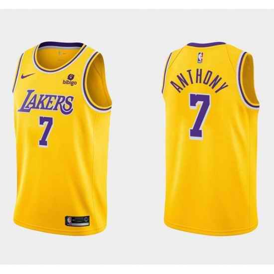 Men's Los Angeles Lakers #7 Carmelo Anthony bibigo Yellow Stitched Basketball Jersey