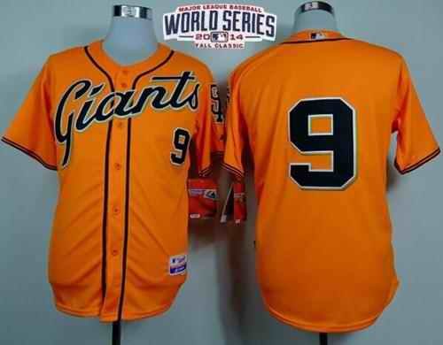 Giants #9 Brandon Belt Orange Cool Base W/2014 World Series Patch Stitched MLB Jersey