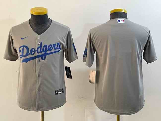 Youth Los Angeles Dodgers Blank Grey Stitched Jersey