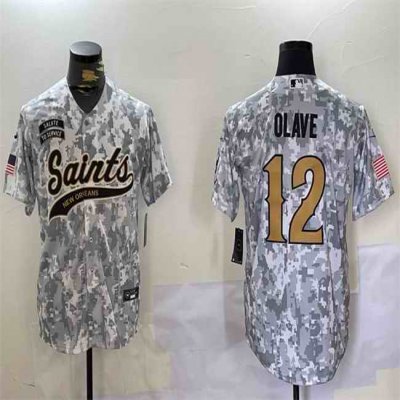 Men's New Orleans Saints #12 Chris Olave 2024 Arctic Camo Salute to Service Stitched Baseball Jersey