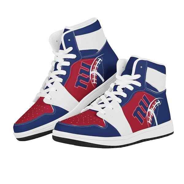 Men's New York Giants High Top Leather AJ1 Sneakers 001