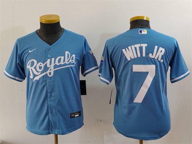 Youth Kansas City Royals #7 Bobby Witt Jr. Light Blue Alternate Limited Stitched Baseball Jersey