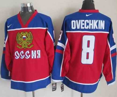 Nike Capitals #8 Alex Ovechkin Red/Blue Stitched NHL Jersey