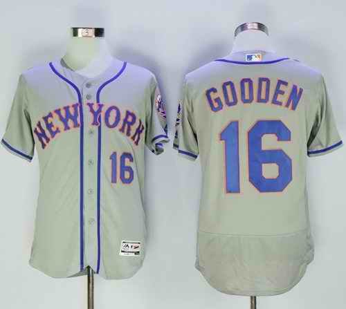 Mets #16 Dwight Gooden Grey Flexbase Authentic Collection Stitched MLB Jersey