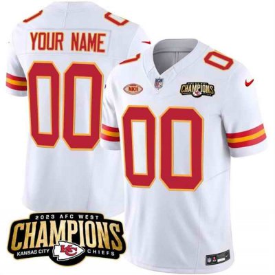 Men's Kansas City Chiefs Active Player Custom White 2023 F.U.S.E. AFC West Champions With NKH Patch Vapor Untouchable Limited Stitched Jersey