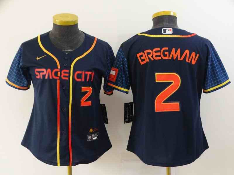 Women's Houston Astros #2 Alex Bregman 2022 Navy City Connect Stitched Jersey(Run Small)