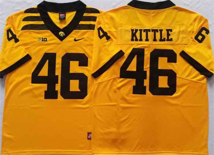 Men's Iowa Hawkeyes #46 Kittle Black Yellow Jersey