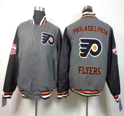 Philadelphia Flyers Blank Satin Button-Up Grey NHL Jacket