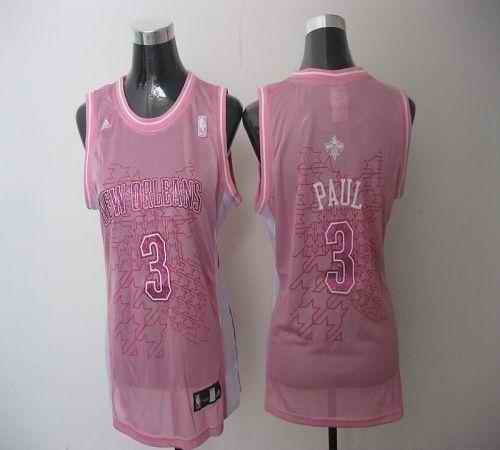 Hornets #3 Chris Paul Pink Women Fashion Stitched NBA Jersey