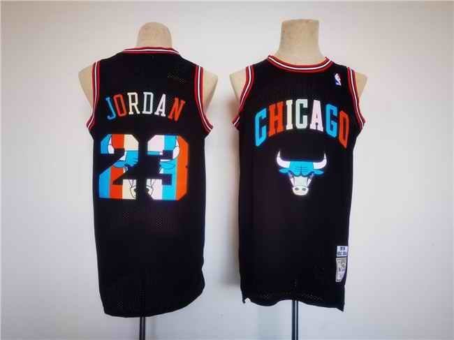 Men's Chicago Bulls #23 Michael Jordan Black Stitched Basketball Jersey