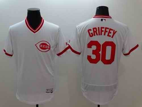 Reds #30 Ken Griffey White Flexbase Authentic Collection Cooperstown Stitched MLB Jersey