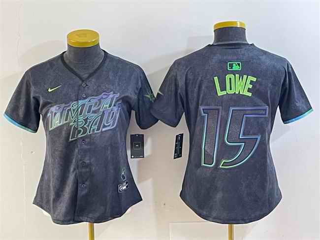 Women's Tampa Bay Rays #15 Josh Lowe Charcoal 2024 City Connect Limited Stitched Baseball Jersey(Run Small)