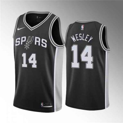 Men's San Antonio Spurs #14 Blake Wesley Black Icon Edition Stitched Jersey