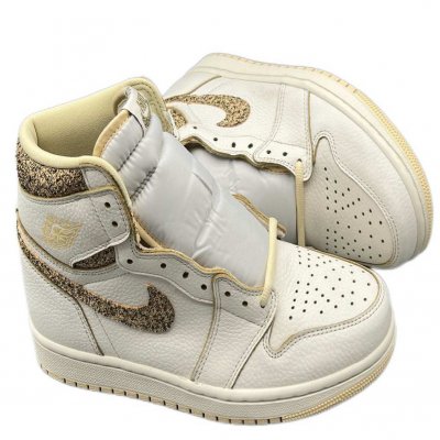 Men's Running Weapon Air Jordan 1 High Cream Shoes 0401