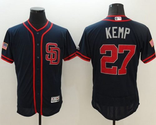 Padres #27 Matt Kemp Navy Blue Fashion Stars & Stripes Flexbase Authentic Stitched MLB Jersey