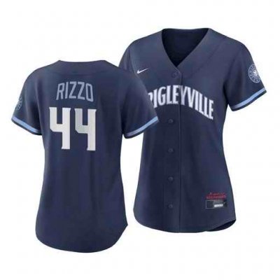 Women's Chicago Cubs #44 Anthony Rizzo 2021 Navy City Connect Stitched Jersey