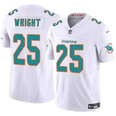 Men's Miami Dolphins #25 Jaylen Wright White 2024 F.U.S.E Vapor Limited Stitched Football Jersey