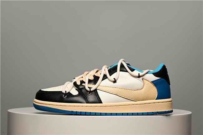 Men's Running Weapon Air Jordan 1 Low Black/White/Blue Shoes 0539