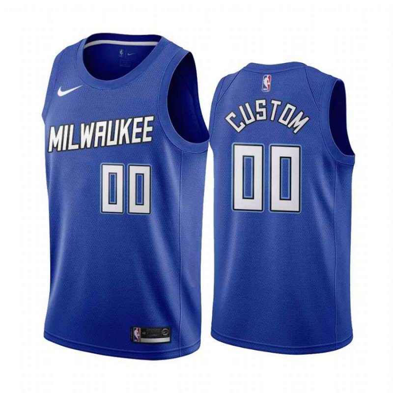 Men's Milwaukee Bucks Active Player 2020 Blue City Edition Custom Stitched NBA Jersey