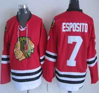 Blackhawks #7 Tony Esposito Red CCM Throwback Stitched NHL Jersey