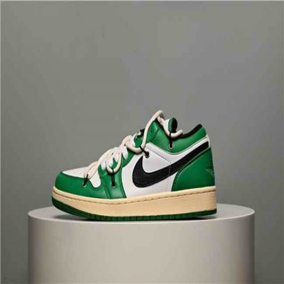 Men's Running Weapon Air Jordan 1 Low Green/White Shoes 0531