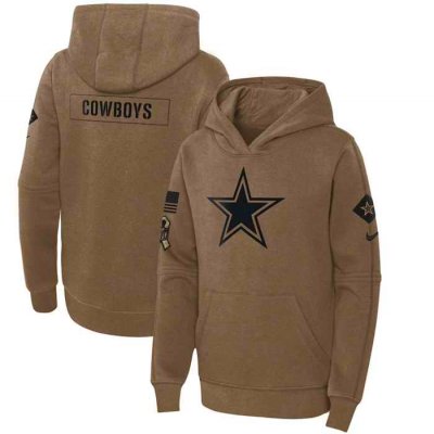 Youth Dallas Cowboys 2023 Brown Salute to Service Pullover Hoodie