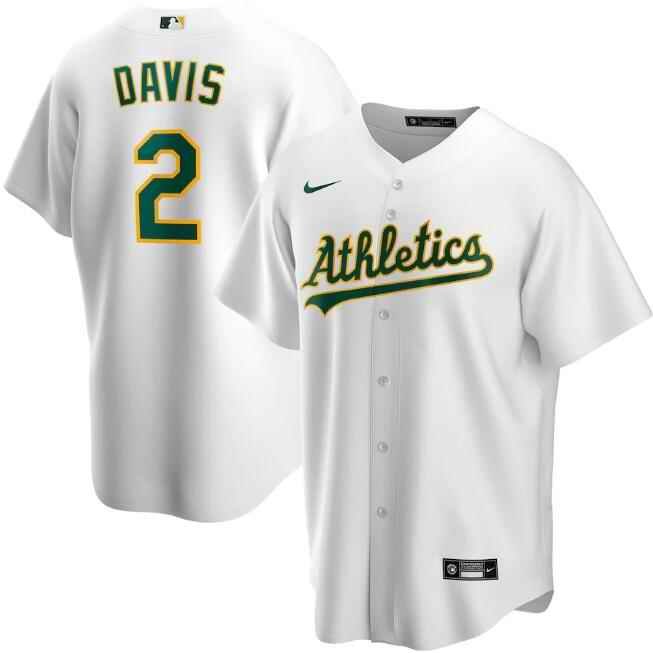 Men's Oakland Athletics #2 Khris Davis White Cool Base Stitched Jersey