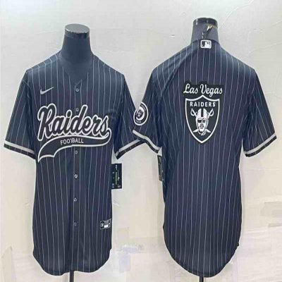 Men's Las Vegas Raiders Black Team Big Logo With Patch Cool Base Stitched Baseball Jersey