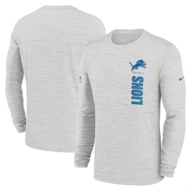 Men's Detroit Lions White 2024 Sideline Team Velocity Performance Long Sleeve T-Shirt