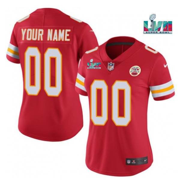 Women's Kansas City Chiefs Customized Red Super Bowl LVII Limited Stitched Jersey(Run Small'