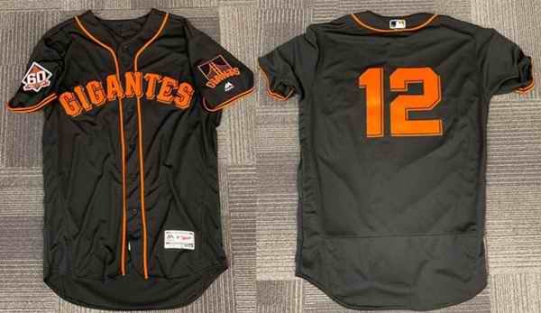 Men's San Francisco Giants #12 Joe Panik Black 2018 Flex Base Stitched Jersey