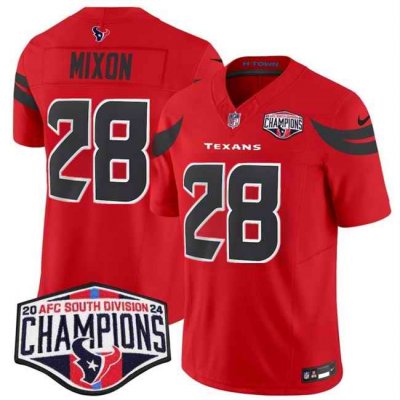 Men's Houston Texans #28 Joe Mixon Red F.U.S.E. 2024 AFC South Division Champions Vapor Limited Stitched Football Jersey