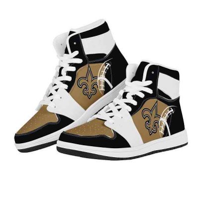 Men's New Orleans Saints High Top Leather AJ1 Sneakers 001