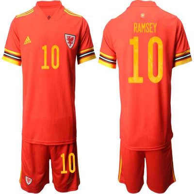 Wales #10 Ramsey Home Kid Soccer Country Jersey