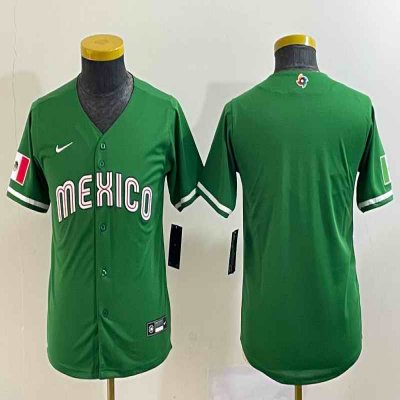 Women's Mexico Baseball Blank 2023 Green World Baseball Classic Stitched Jersey(Run Small)