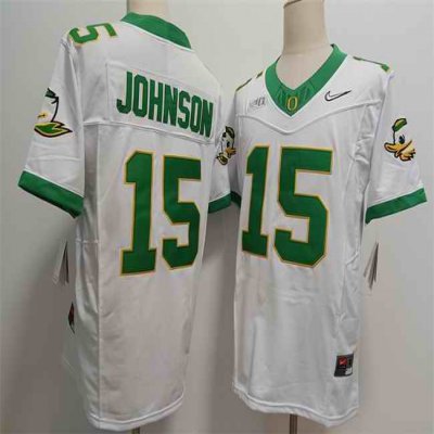 Men's Oregon Ducks #15 Tez Johnson White 2024  F.U.S.E. Stitched Jersey