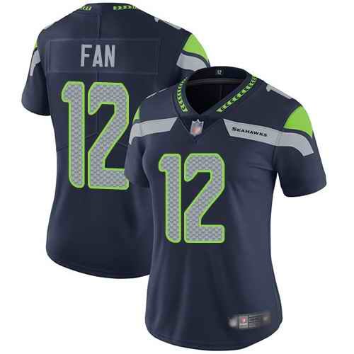 Women's Seattle Seahawks #12 Fan Blue Vapor Untouchable Limited Stitched NFL Jersey