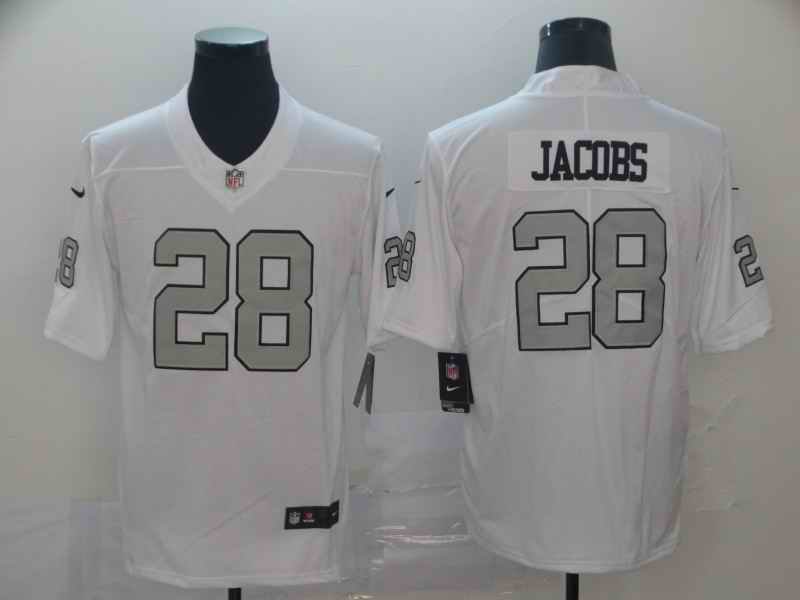 Men's Oakland Raiders #28 Josh Jacobs White Color Rush Limited Stitched NFL Jersey