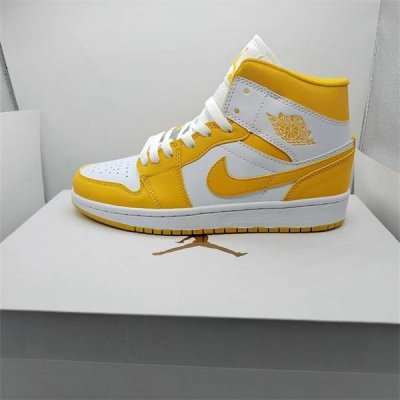 Men's Running Weapon Air Jordan 1 White/Yellow Shoes 309