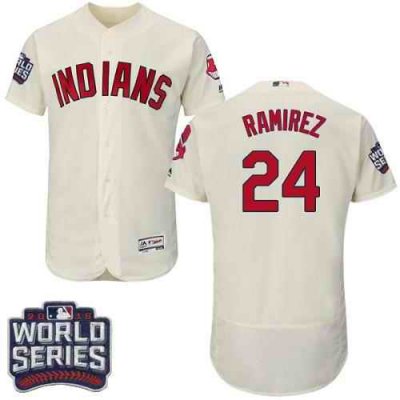 Indians #24 Manny Ramirez Cream Flexbase Authentic Collection 2016 World Series Bound Stitched MLB Jersey