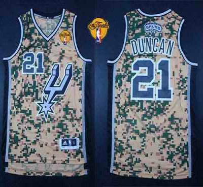 Spurs #21 Tim Duncan Camo Finals Patch Stitched NBA Jersey