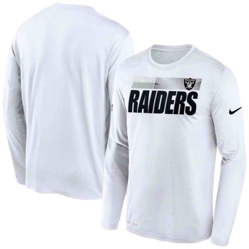 Men's Las Vegas Raiders 2020 White Sideline Impact Legend Performance Long Sleeve T-Shirt