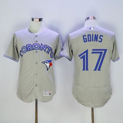 Blue Jays #17 Ryan Goins Grey Flexbase Authentic Collection Stitched MLB Jersey