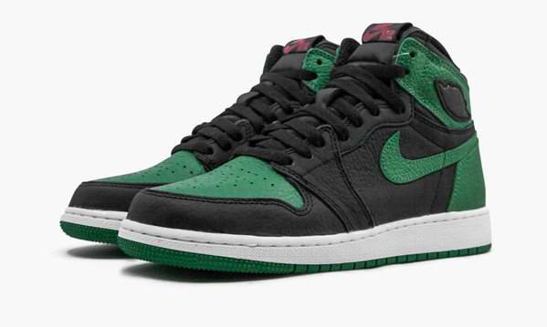 Men's Running Weapon Air Jordan 1 Pine Green Black Shoes 300