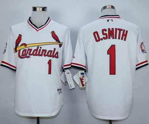 Cardinals #1 Ozzie Smith White 1982 Turn Back The Clock Stitched MLB Jersey