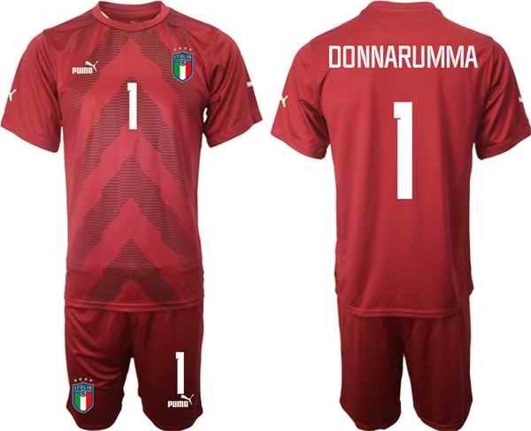 Men's Italy #1 Donnarumma Red Goalkeeper Soccer Jersey Suit