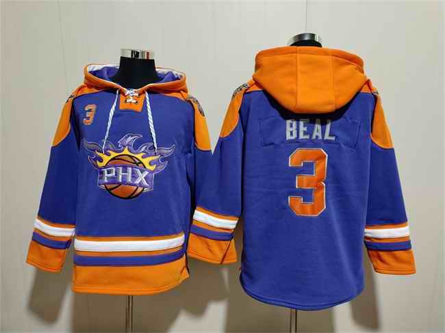 Men's Phoenix Suns #3 Bradley Beal Purple Ageless Must-Have Lace-Up Pullover Hoodie