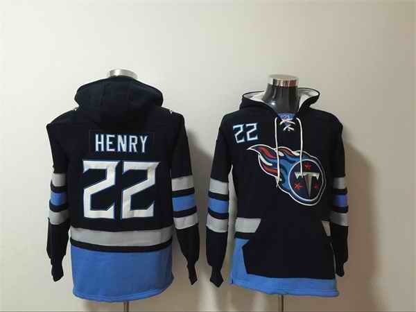 Men's Tennessee Titans #22 Derrick Henry Black Ageless Must-Have Lace-Up Pullover Hoodie