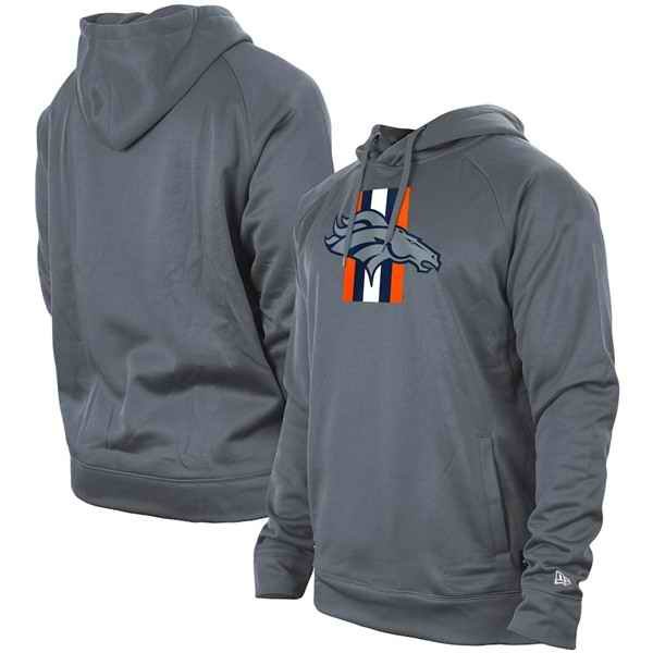 Men's Denver Broncos Gray New Era Training Camp Raglan Pullover Hoodie